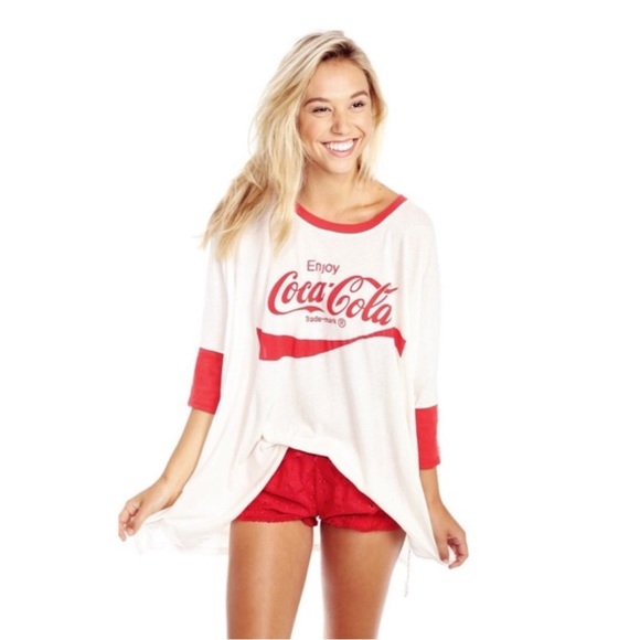 Wildfox Enjoy Coca Cola Sunny Morning Oversized Graphic Tee Size Large - Picture 3 of 9